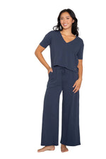 Load image into Gallery viewer, Latte Love V Neck Tee &amp; Wide Leg Lounge Pant Set
